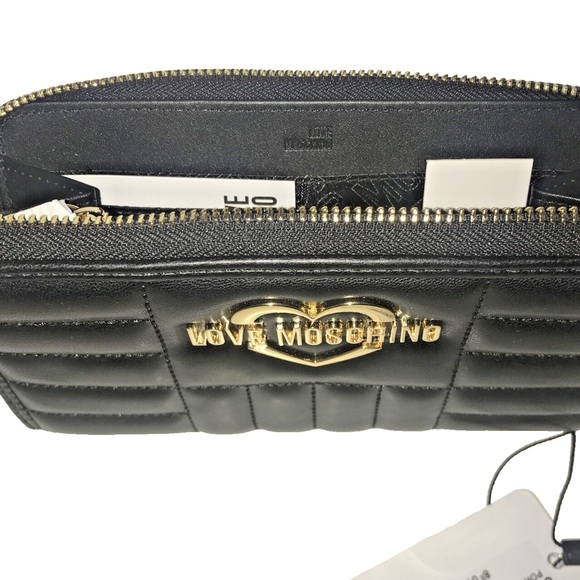 Love Moschino Quilted  large Continental Zip Around Wallet - NWT in Black - Picture 3 of 8